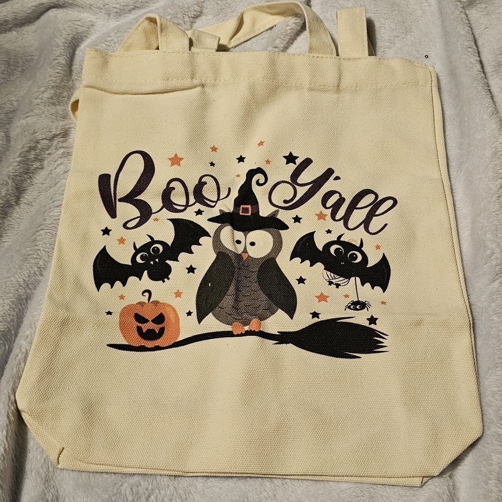 Boo Y'all Owl Canvas Halloween Treat Bag